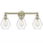 Cindyrella Small Bathroom Vanity Light - Antique Brass / Clear