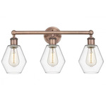Cindyrella Small Bathroom Vanity Light - Antique Copper / Clear