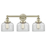 Bell Large Bathroom Vanity Light - Antique Brass / Clear