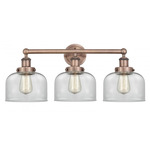 Bell Large Bathroom Vanity Light - Antique Copper / Clear