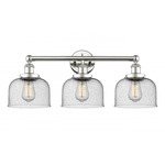 Bell Large Bathroom Vanity Light - Polished Nickel / Clear Seedy