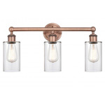 Clymer Bathroom Vanity Light - Antique Copper / Clear