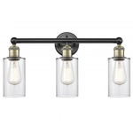 Clymer Bathroom Vanity Light - Matte Black / Antique Brass / Clear