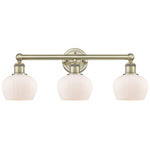 Fenton Bathroom Vanity Light - Antique Brass / Matte White