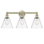 Berkshire Cone Bathroom Vanity Light - Antique Brass / Clear