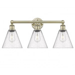 Berkshire Cone Bathroom Vanity Light - Antique Brass / Clear Seedy