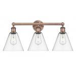 Berkshire Cone Bathroom Vanity Light - Antique Copper / Clear