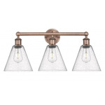 Berkshire Cone Bathroom Vanity Light - Antique Copper / Clear Seedy