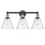 Berkshire Cone Bathroom Vanity Light - Matte Black / Antique Brass / Clear Seedy