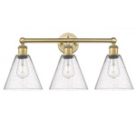 Berkshire Cone Bathroom Vanity Light - Brushed Brass / Clear Seedy