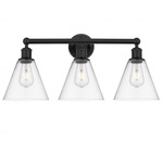 Berkshire Cone Bathroom Vanity Light - Matte Black / Clear