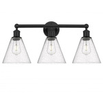 Berkshire Cone Bathroom Vanity Light - Matte Black / Clear Seedy