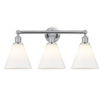 Berkshire Cone Bathroom Vanity Light - Polished Chrome / Matte White