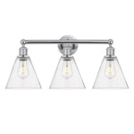 Berkshire Cone Bathroom Vanity Light - Polished Chrome / Clear Seedy