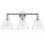 Berkshire Cone Bathroom Vanity Light - Polished Nickel / Clear