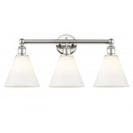 Berkshire Cone Bathroom Vanity Light - Polished Nickel / Matte White