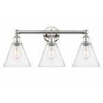 Berkshire Cone Bathroom Vanity Light - Polished Nickel / Clear Seedy