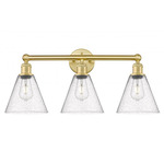 Berkshire Cone Bathroom Vanity Light - Satin Gold / Clear Seedy