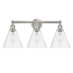 Berkshire Cone Bathroom Vanity Light - Satin Nickel / Clear