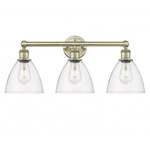 Bristol Glass Bathroom Vanity Light - Antique Brass / Clear