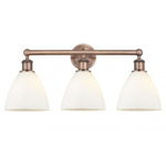 Bristol Glass Bathroom Vanity Light - Antique Copper / Matte White