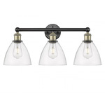 Bristol Glass Bathroom Vanity Light - Matte Black / Antique Brass / Clear