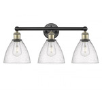 Bristol Glass Bathroom Vanity Light - Matte Black / Antique Brass / Clear Seedy