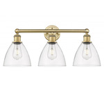 Bristol Glass Bathroom Vanity Light - Brushed Brass / Clear