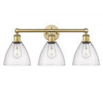 Bristol Glass Bathroom Vanity Light - Brushed Brass / Clear Seedy