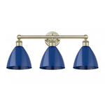 Plymouth Dome Bathroom Vanity Light - Antique Brass / Blue