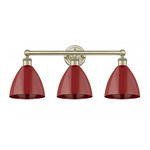 Plymouth Dome Bathroom Vanity Light - Antique Brass / Red