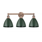 Plymouth Dome Bathroom Vanity Light - Antique Copper / Green