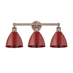 Plymouth Dome Bathroom Vanity Light - Antique Copper / Red