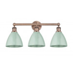 Plymouth Dome Bathroom Vanity Light - Antique Copper / Seafoam