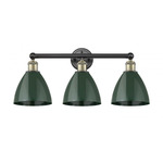 Plymouth Dome Bathroom Vanity Light - Matte Black / Antique Brass / Green