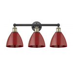 Plymouth Dome Bathroom Vanity Light - Matte Black / Antique Brass / Red