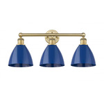 Plymouth Dome Bathroom Vanity Light - Brushed Brass / Blue