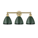 Plymouth Dome Bathroom Vanity Light - Brushed Brass / Green