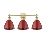 Plymouth Dome Bathroom Vanity Light - Brushed Brass / Red