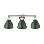 Plymouth Dome Bathroom Vanity Light - Polished Nickel / Green