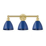 Plymouth Dome Bathroom Vanity Light - Satin Gold / Blue