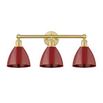 Plymouth Dome Bathroom Vanity Light - Satin Gold / Red