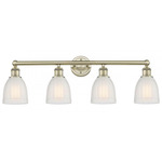 Brookfield Round Canopy Bathroom Vanity Light - Antique Brass / White