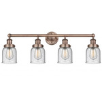 Bell Small Bathroom Vanity Light - Antique Copper / Clear Seedy