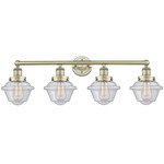 Oxford Bathroom Vanity Light - Antique Brass / Clear Seedy