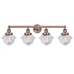 Oxford Bathroom Vanity Light - Antique Copper / Clear