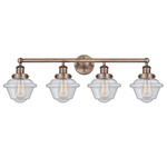 Oxford Bathroom Vanity Light - Antique Copper / Clear Seedy