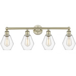 Cindyrella Small Bathroom Vanity Light - Antique Brass / Clear
