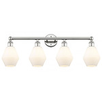 Cindyrella Small Bathroom Vanity Light - Polished Nickel / Matte White
