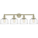 Bell Large Bathroom Vanity Light - Antique Brass / Clear Swirl